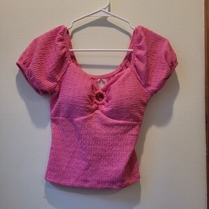 No Boundaries Pink Textured Crop Top